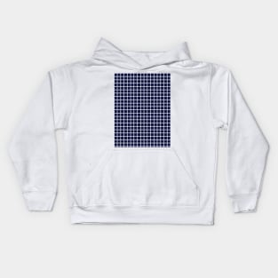 Navy Blue and White Grid Pattern Kids Hoodie